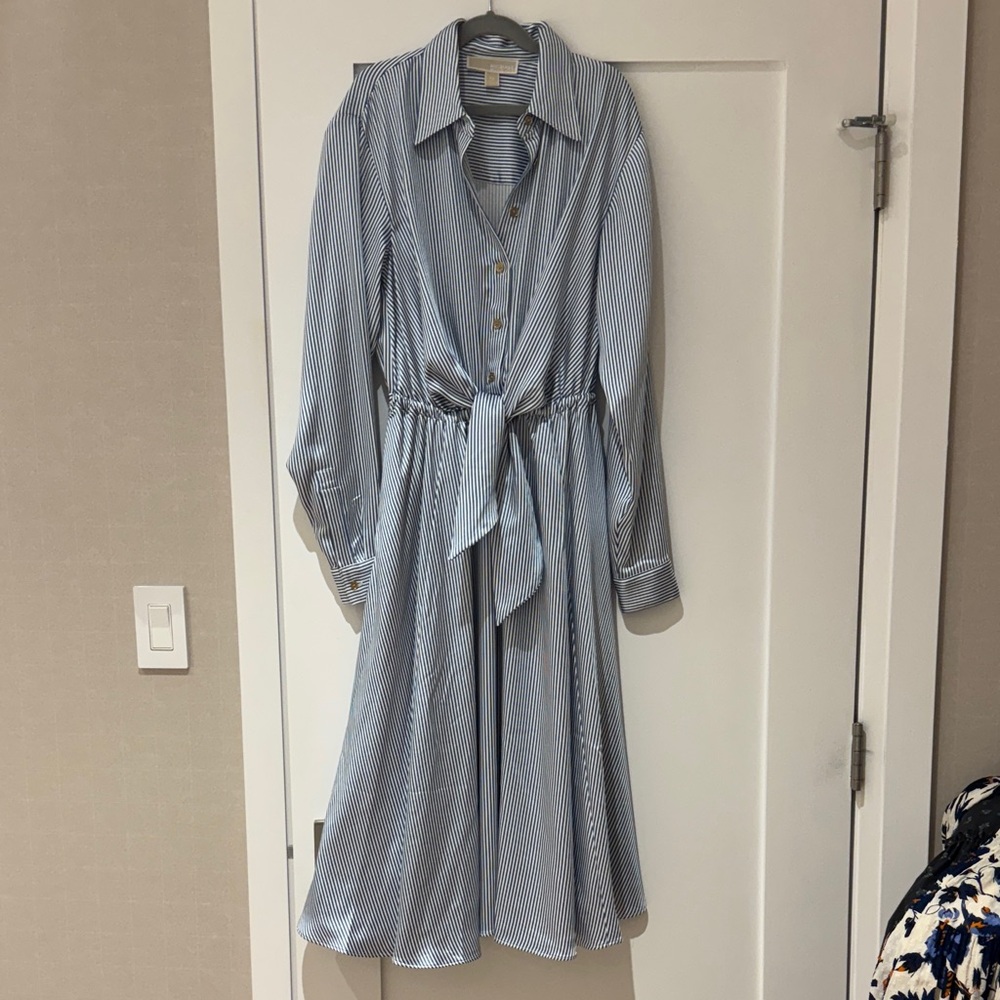 Michael Kors Light Blue Striped Dress